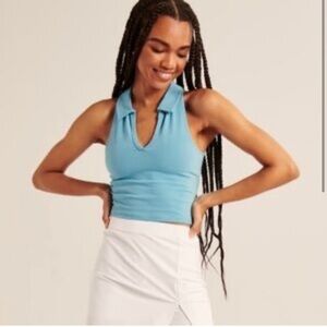 A&F soft essentials racer back polo golf top